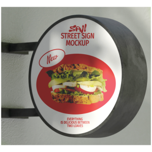 Aviso Redondo Doble Cara Acrilico y Brazo Metalico